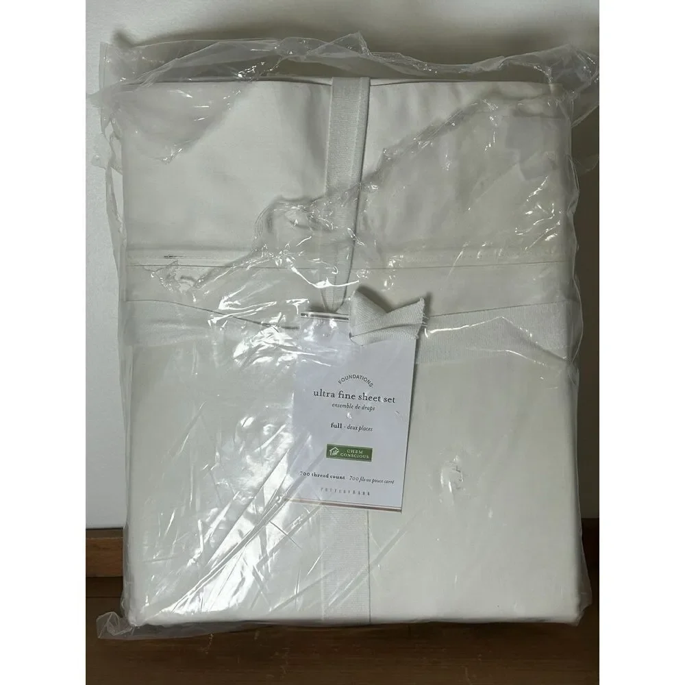 Pottery Barn Foundations Ultra Fine Sheet Set Full 700 Thread Count Ivory